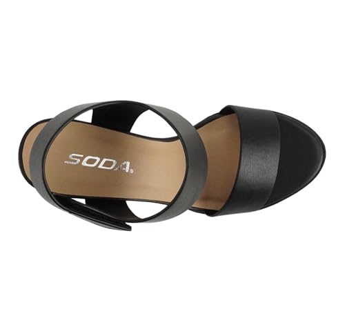 Image of Soda Wait-A ~ Women Open Round Toe Chunky Heel Ankle Strap High Heel Dress Sandals