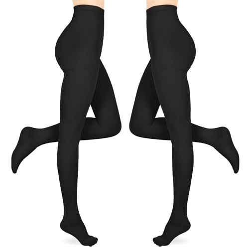 Image of 15-20mmHg Compression Pantyhose Stockings for Women & Men, 2 Pairs | Medical Graduated Compression Leggings Tights, Support Hose for Varicose Veins, Edema, DVT, Lipedema, Swelling