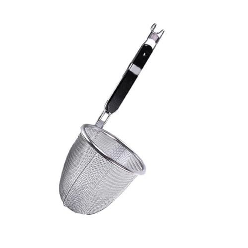 Toyvian Colador de Mano de Acero Inoxidable para Café Mango Largo de Madera, Filtro de Malla Reutilizable, Cedazo Resistente para Cocina y Uso Doméstico, Filtro para Café Vertido, Skimmer
