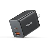 Philips(フィリップス) USB充電器 45W USB-Cポート USB-Aポート PD/PPS対応 急速充電 GaN窒化ガリウム ACアダプター 二台同時充電 超小型 AC100-240V対応 PSE認証済 自宅/出張/旅行に最適 iPhone/Androidスマホ/タブレット/ノートPCなど機器対応 DLP4345C