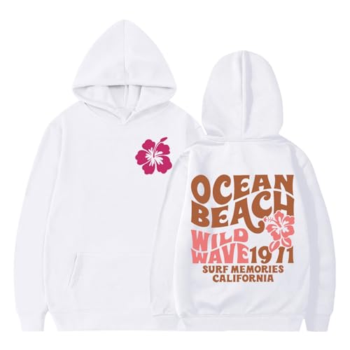 Sudadera con capucha para niños con estampado de alfabeto floral, manga larga, ropa de otoño, sudadera para niñas de 10-12, camisetas para niñas, talla 14-16 (blanco, 13-14 años)