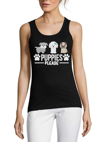 Débardeur en coton noir vêtement sans manches femme Puppies Please uni