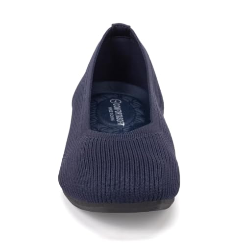 Image of Frank Mully Women Square Toe Flat Shoes Comfortable Knitted Flats | Walking Shoes