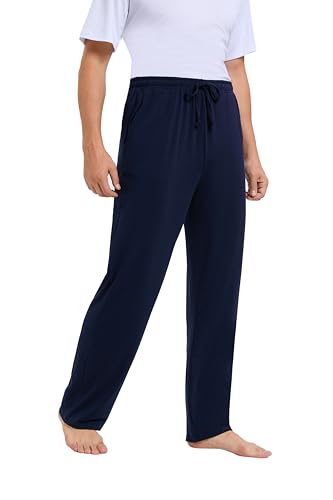 Men's Pajama Pants Soft Lightweight Open-Hem Lounge Pants Jersey PJ Bottoms with Pockets and Drawstring4