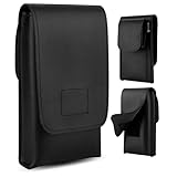 CaSZLUTION Phone Pouch for Jedi Cosplay - Ultra Fiber PU Leather Phone Holster Case with Belt Loop Keeper, Costume Accessory for Halloween, Conventions & Roleplay (Black - L)
