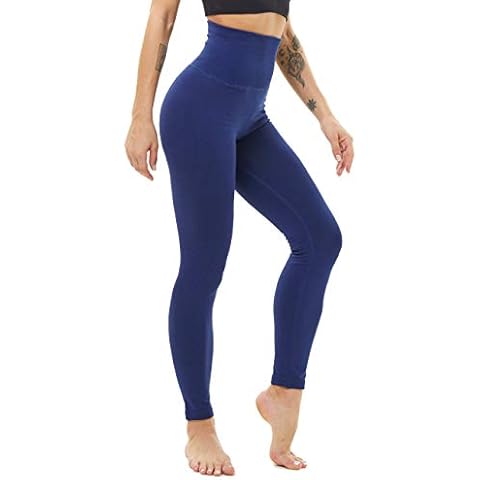 LUOYANXI High Waist Fleece Lined Leggings for Women Thick Winter Warm Tights Tummy Control Leggings Navy Blue M Cover