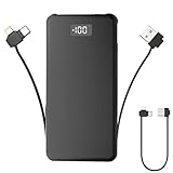 Auskang 10000mAh Ultra Slim Portable Charger with Built-in Lightning Cables,USB C 22.5W PD3.0 QC4.0 External Battery Fast Charging Power Bank Compatible with iPhones, Android Cell Phones