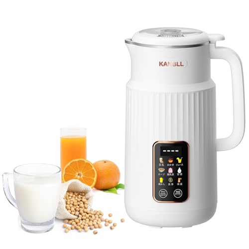 KANBLL豆乳メーカー スープメーカー 豆乳機 微圧豆乳 850mL容量 加熱出力600W 8種類のプリセット調理モード＆予約機能付き 加熱保温機能搭載 甘酒・保温発酵対応 電動ブレンダー ジューサー スープメーカー スムージーミキサー 離乳食用 自宅で手軽 全自動 お手入れ簡単 乾燥豆OK 濾過不要 栄養補充 野菜 果物ジュース アーモンドミルク 対応(B08ホワイト) - KANBLL - 商品画像