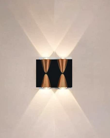 Groeien 4watt Waterproof Up and Down LED Black Golden Modern Wall Lamp Decorative Garden Lights Outdoor Wall Light (4watt-ABS Plastic, ABS Plastic)