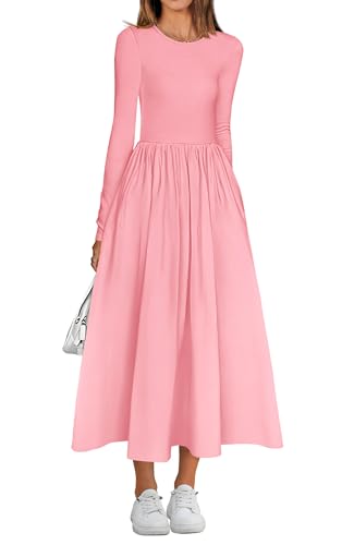 BTFBM Casual Long Sleeve Dresses Spring Dresses 2025 Wedding Guest Dress Midi Dress Flowy Bohemian Long Dress