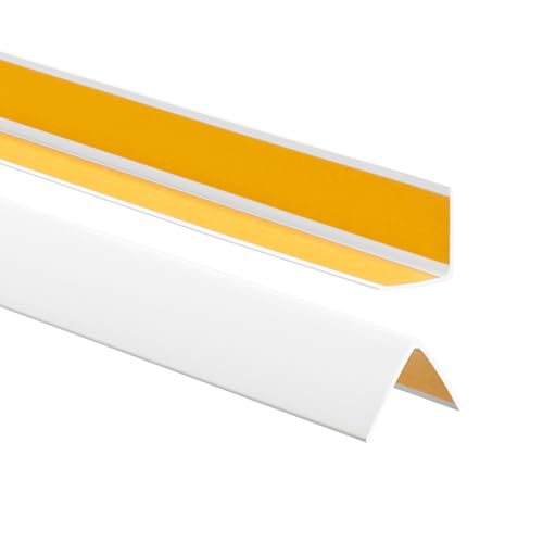 ProfiPVC Perfil angular de PVC 35x35mm - ángulo pvc, autoadhesivo listón de plástico, protección de esquinas y bordes, esquina de gomma para cantos - cantonera protector, Blanco, 200cm