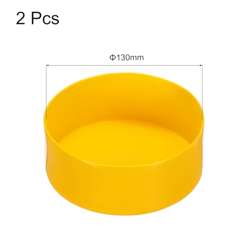 Image of uxcell 2pcs Rubber End Caps 130mm(5 Inch) ID Vinyl Round Tube Bolt Cap Cover Screw Thread Protectors Yellow, 50mm Height