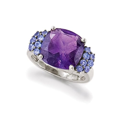 Ross-Simons 5.50 Carat Amethyst and .40 ct. t.w. Tanzanite Ring in Sterling Silver. Size 74