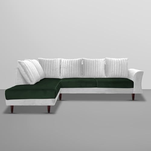 Image of Gratly LHS 4 Seater L Shape Sofa Set for Living Room (Green Grey Colour) Premium Fabric Sofa