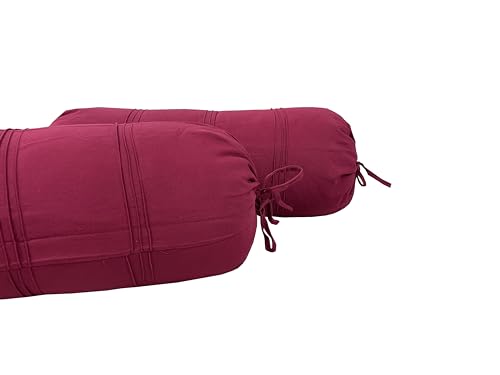 Image of Swayam Set of 2 Cotton Bolster Cover | 30x30 Inch | Soft Breathable Masnad Cover 200TC | Durable & Washable | Solid Bolster Cover for Diwan, Bed & Sofa - Maroon