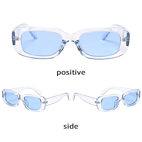 Image of BOJOD Rectangle Sunglasses for Women Men Fashion Trendy Chunky Frame 90s Rectangle Sunglasses