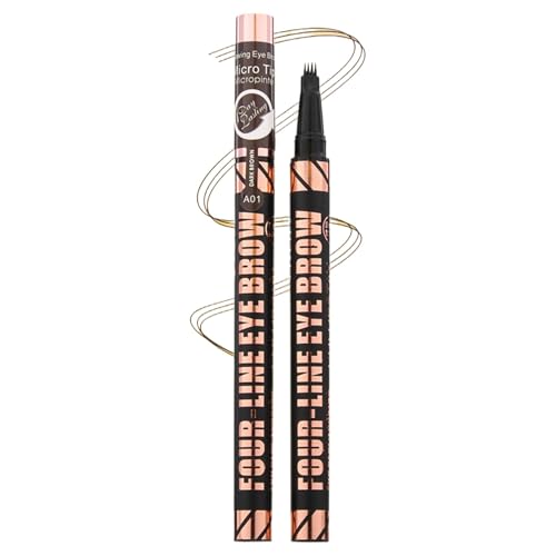 Kustimantu Lápiz de cejas, lápiz de cejas líquido, cepillo de cejas impermeable con 4 puntas, suministros de maquillaje portátil, accesorios de contorno duraderos para el hogar, estudio, viajes