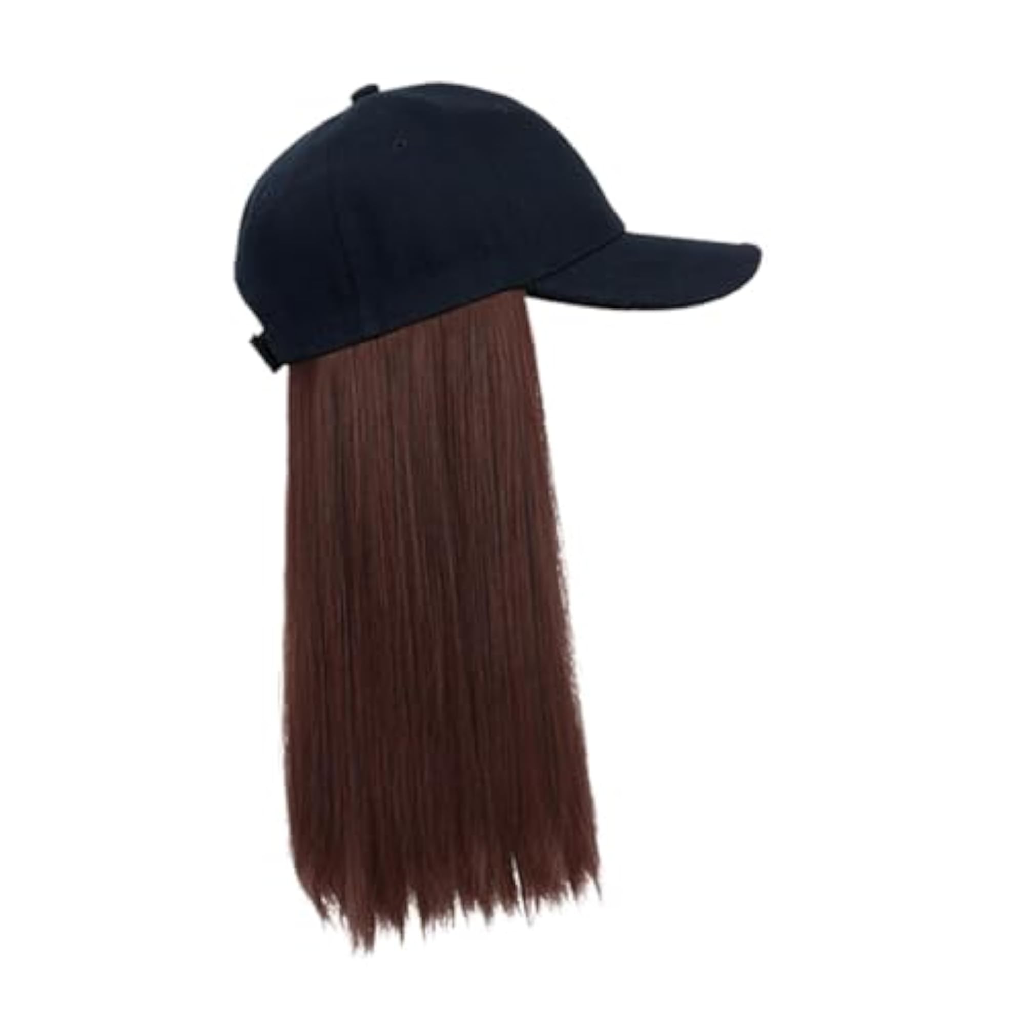 Baseball Cap Wig with Hair Extensions, Decorative Brown Hair