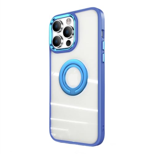 Support de bague de doigt de luxe pour iPhone 14 et coque transparente antichoc en acrylique bleu