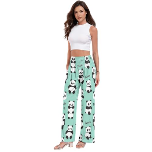 Pantalon de détente extensible femme Panda Letter coupe confortable