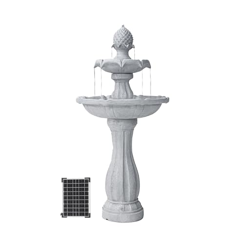 Image of XBrand 44'Inch Solar 2-Tier Outdoor Fountain with Panel and Pump, White