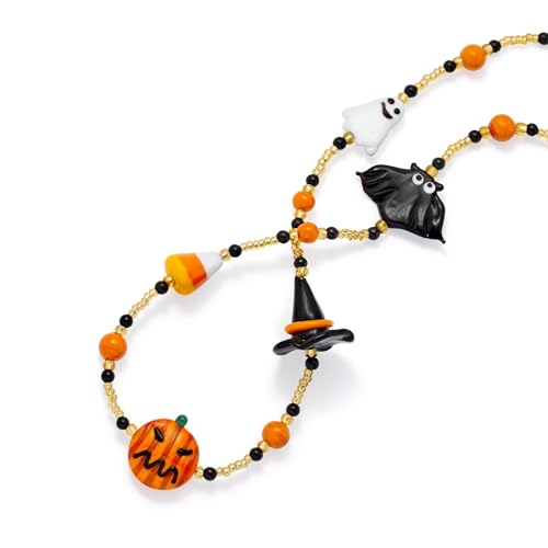 Ross-Simons Italian Multicolored Murano Glass Halloween-Themed Bead Necklace With 18kt Gold Over Sterling4