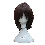 ydound Cosplay Wig Spirited Away Ogino Chihiro Cosplay Wig Short Brown Ponytail Heat Resistant Synthetic Hair Wigs + Wig Cap for Coser