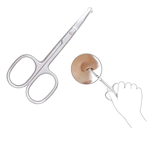 BOCAS Ergonomic Stainless Steel Rounded Tip Grooming Safety Scissors for Nose Hair, Facial Hair Trimming, Eyebrows, Beard etc.