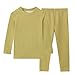 Girls Thermal Underwear Set for Kids Long Johns Fleece Lined Base Layer Top & Bottom for Cold Weather 3-13 Years Green