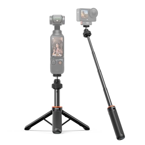 VRIG Trípode telescópico para cámara de acción, rótula de 360°, varilla extensible de 18 a 41 cm, trípode para cámara de acción (AC-87 1/4')