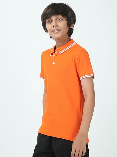 Image of Cotton Polo T-Shirt for Kids Boys Girls Half Sleeve, Regular Fit Tees for Boys Collared Casual Tshirts | Soft & Breathable Biowash Fabric | Half Sleeve