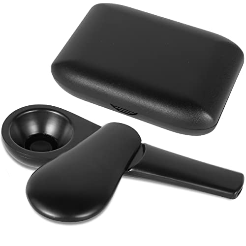 Ghopy Magnetic Metal Pipe Tobacco Pipe Stainless Steel Smoking Pipe Heatproof Cigarettes Pipe Portable Journey Toolbox Pipe with Magnet Locking System Smoking Accessories(1 Pipe + 1 Box)