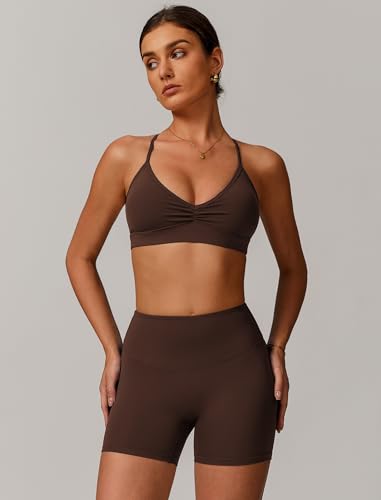 Women Two Piece Workout Sets Support Ruched Cross Back Sports Bras Matching Booty Lifting Shorts Gym Yoga Outfits2