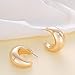 Chunky Gold Hoop Earrings for Women 14K Gold Plated Thick Hoops Open Lightweight Earrings Jewelry Trendy for Women Girls Large Drop Earrings (Gold)