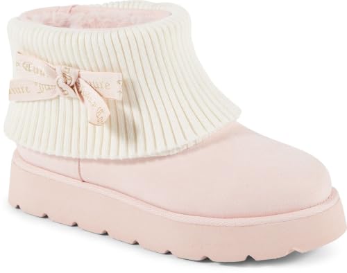 Juicy Couture Botas femininas modernas – Botins aconchegantes com sola grossa, cabedal macio e ajuste sem cadarço para conforto no clima frio, Blush, 40