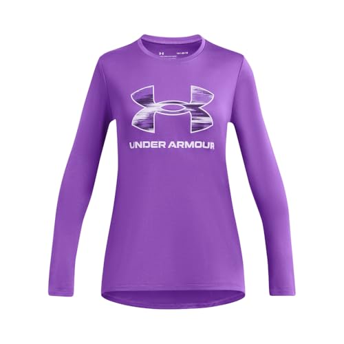 Image of Under Armour Girls' Tech Big Logo Printed Long Sleeve, (526) Lavish / / Salt Purple, Small