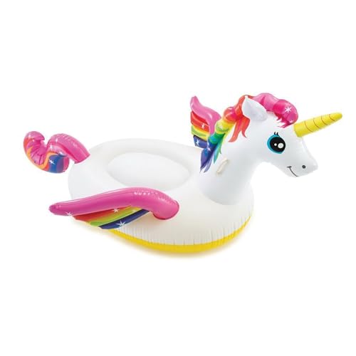 Image of Ride-On Air Inflatable Swimming Float| Children Safety Rider Tube Ring For Water Fun |Floater Raft Lounger Pool Mattress for Kids & Adults With Handles| Summer Adventure (Age 3+) (Unicorn)
