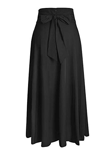 Black Maxi Skirt for Women Long Length Summer 2023 Trendy Dressy Vintage Flowy High Waisted Flare Pleated A Line Skirts with Pockets L - Image 4