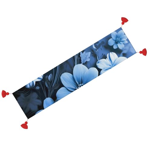 Chemin de table en lin tissé à fleurs bleues, l'élégance durable d'un textile noble