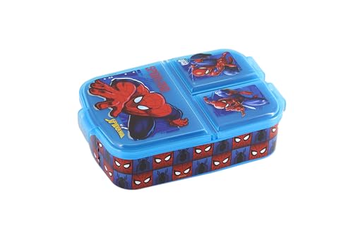 Image of SKi Homeware Trio 3 Compartment Bento Lunch /Snack Box For Your Kids' School, Picnic, Sports - For Return Gifts Or Party Favours- Spiderman, Blue