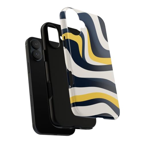 Coque rigide brillante iPhone 16 Plus motif abstrait luxe bleu marine - 3