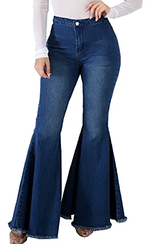 Bell Bottom Jeans for Women High Waisted Skinny Ripped Destroyed Flare Classic Denim Pants Fashion