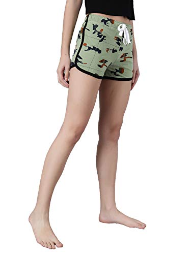Image of KOTTY Green Printed Women Night Shorts (Green-30)