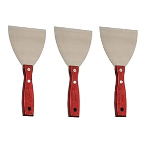 3 STUKS BBQ Gereedschap, Roestvrijstalen Mes Grill Schraper Houten Handvat, BBQ Accessoires Korte Spatels, Blackstone Bakplaat Schraper Reiniging, Barbecue Benodigdheden