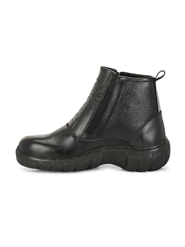 Image of Eego Italy Rider-4, Water Resistant Biker boot /Motorcycle riding boot, real leather upper & anti slip sole with steel toe protection, padded in socks, 3M Reflectors,lace free and walkable with shin and ankle protection RIDER-4-BLACK-10
