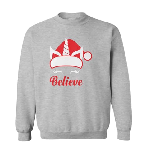 Tcombo Believe - Santa Hat Unicorn Toddler Fleece Crewneck Sweater