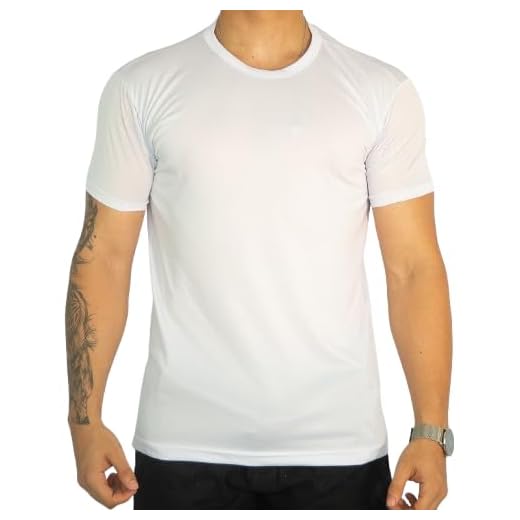 Kit 5 Camisetas Fit Masculina Academia Treino Corrida Treino Básica Lisa Casual Respirável 100% Poliéster (BR, Alfa, M, Regular, 5 Brancas)