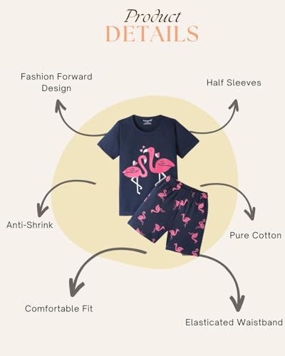 Image of Girls Premium Cotton Printed T-Shirt & Shorts Set | Summer Wear Comfortable Loungewear Clothing Set | Girls Co-Ord Set | Casual Half Sleeve Printed Top & Bottom Set