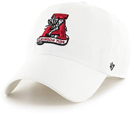 47 Alabama Crimson Tide Mens Womens Vintage Clean Up Adjustable Strapback White Hat