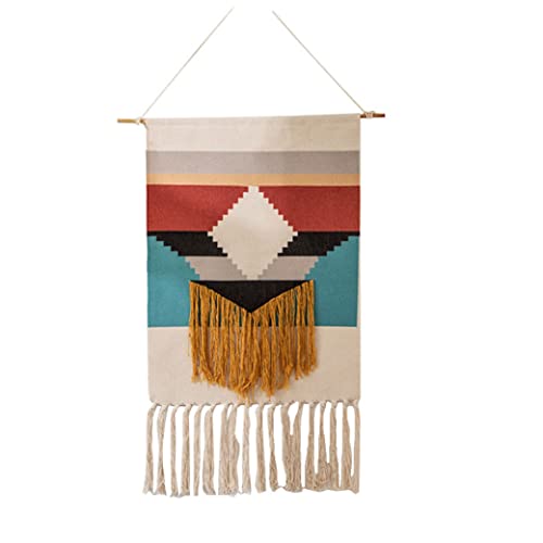 Tapiz de macramé con borlas Odoukey hecho de algodón natural como fondo artístico decorativo